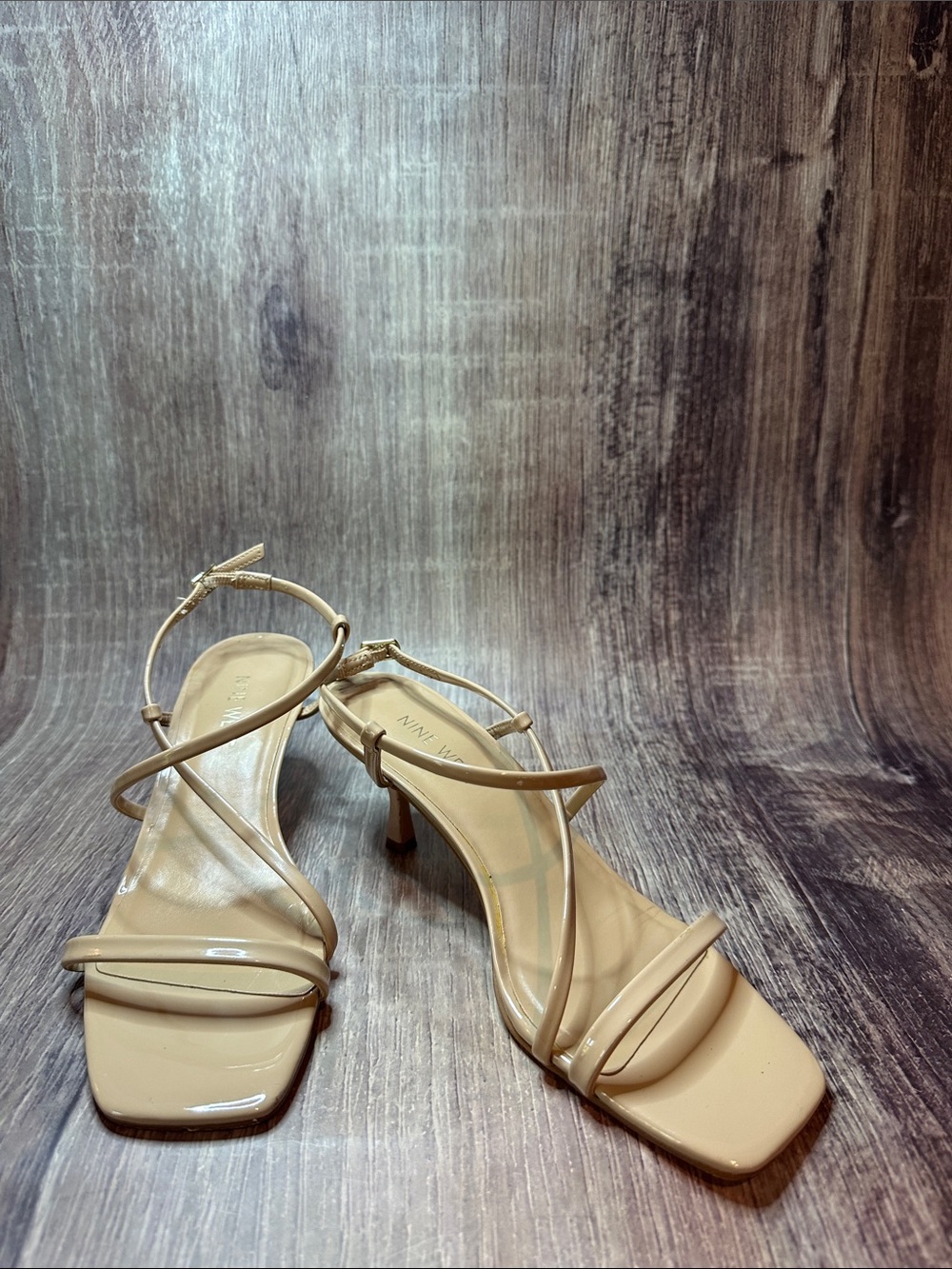 Nine West Nude Strappy Kitten Heel Sandals – Size 7M